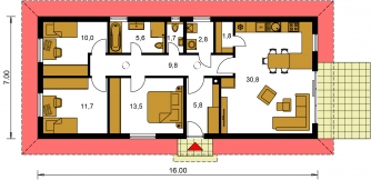 Grundriss des Erdgeschosses - BUNGALOW 200